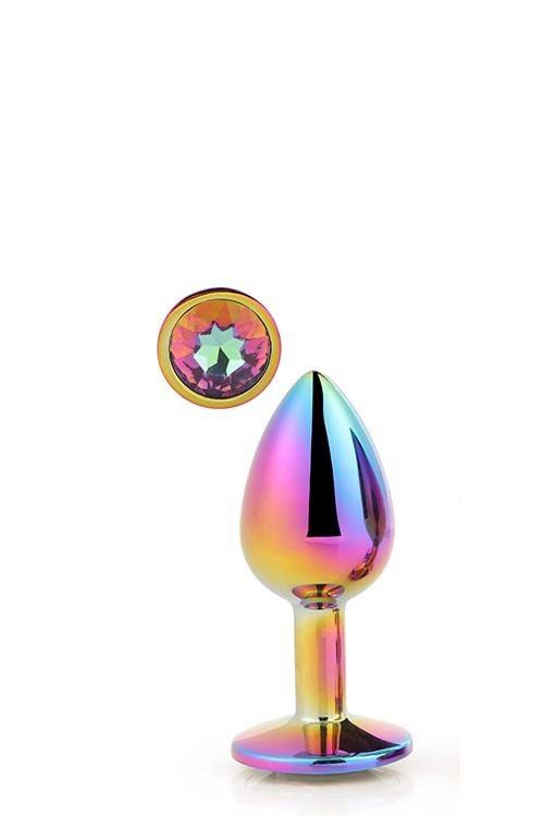Mały klasyczny korek analny zatyczka plug multicolor z kryształem