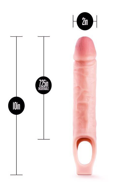 Realistyczna nakładka na penisa przedłużka z pierścieniem na jądra + 5 cm