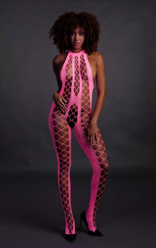 Bodystocking with Halterneck - pink - XS/XL