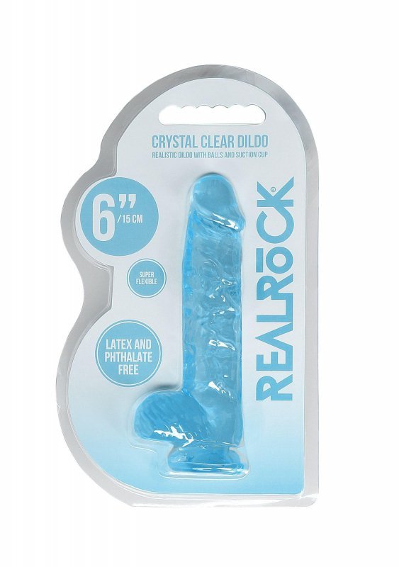 Realistyczne żelowe dildo penis na przyssawce niebieski  15 cm