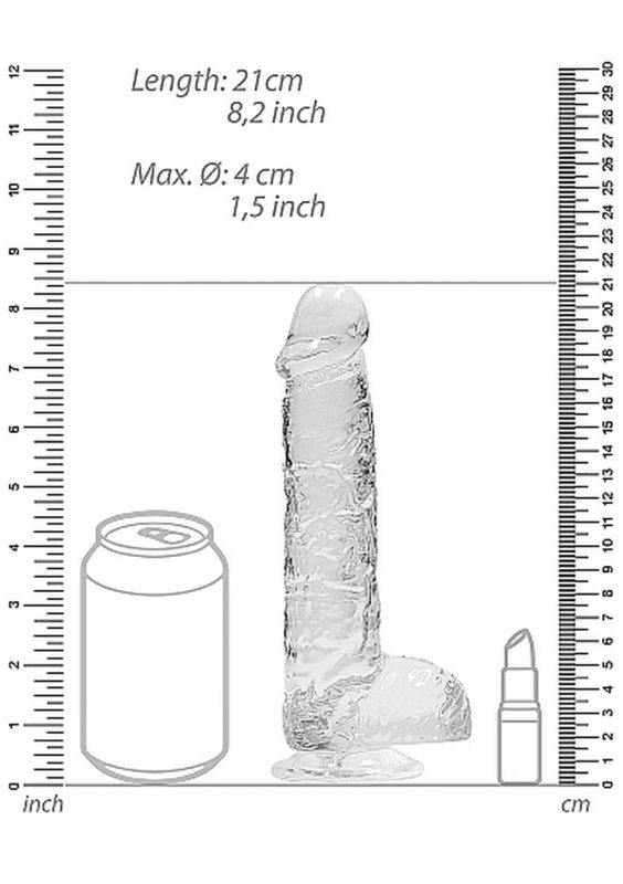 Realistyczny penis na przyssawce dildo clear 20 cm