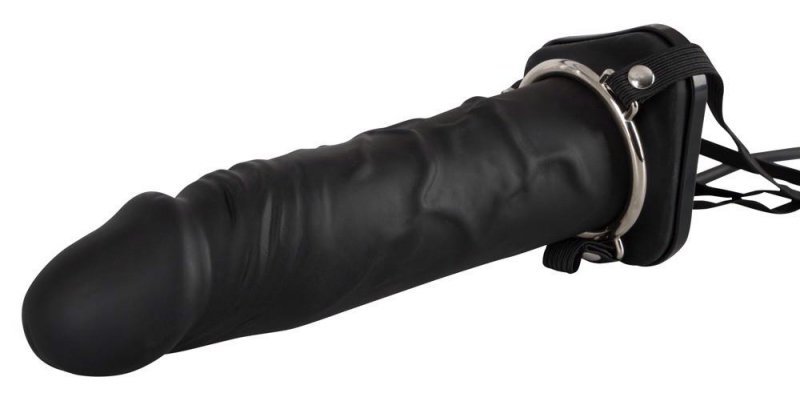 Nadmuchiwane czarne dildo nakładka na penisa proteza strap on 