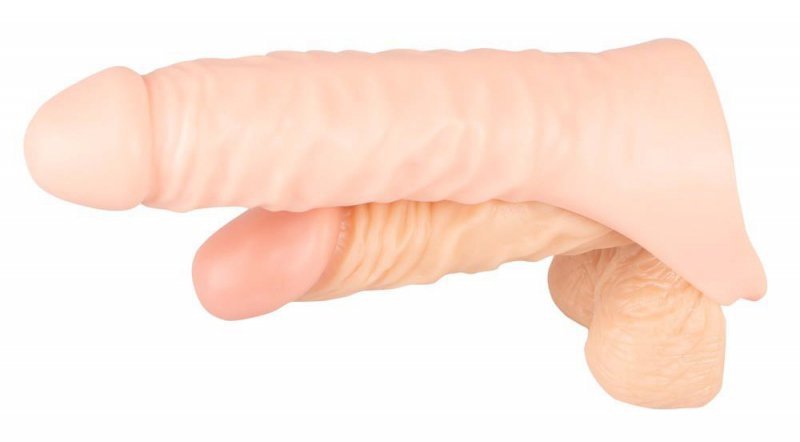 Realistyczna nakładka do podwójnej penetracji z pierścieniem dildo anal