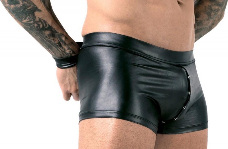 Majtki bokserki męskie z kajdankami BDSM czarne XL