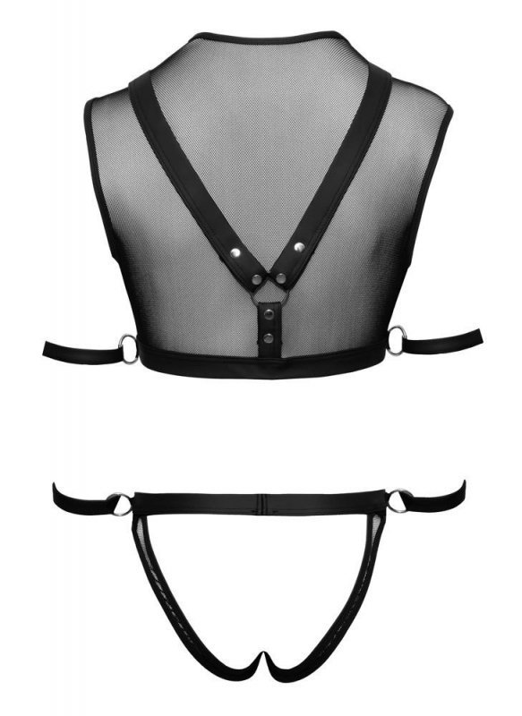 Męskie jockstrapy majtki + top z siateczki czarny Men's top and jock M