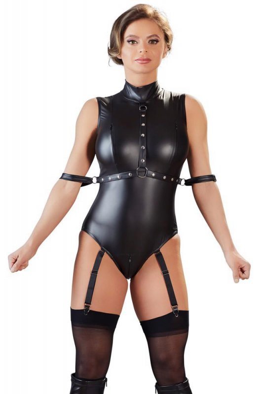 Błyszczące seksowne body z wiązaniami Cottelli L