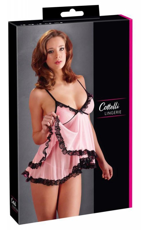 Różowa seksowna koszulka babydoll Cottelli M