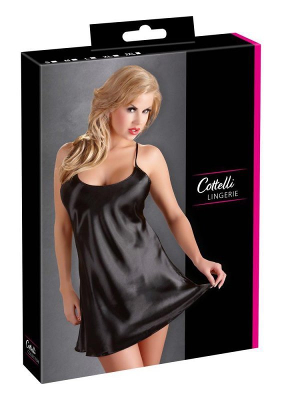 Satynowa sexy koszlka babydoll czarna Cottelli M