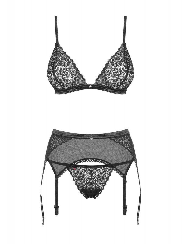 Obsessive Shibu komplet 3-częściowy czarny  S/M