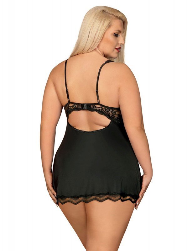 Obsessive koszulka nocna Luvae babydoll i stringi czarne XXL