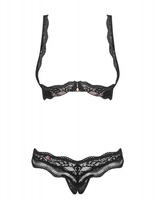 Obsessive Luvae komplet 2-częściowy otwarty czarny S/M