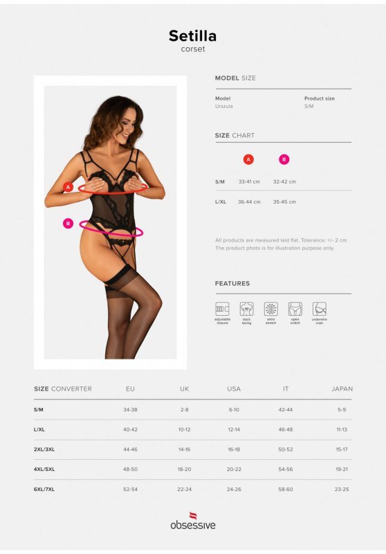Obsessive Setilla gorset czarny L/XL