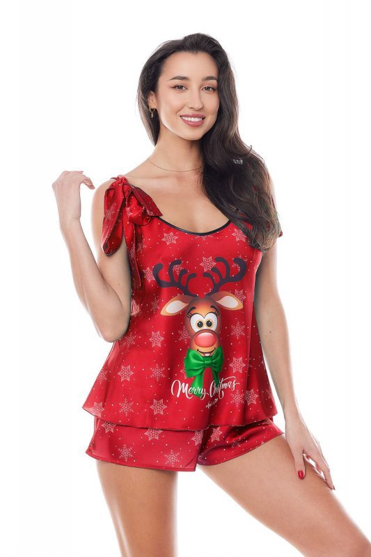Damska piżama z reniferem Aster Set X-mas czerwona S/M