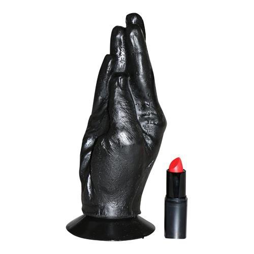 Czarne dildo do fistingu ręka na przyssawce 18 cm