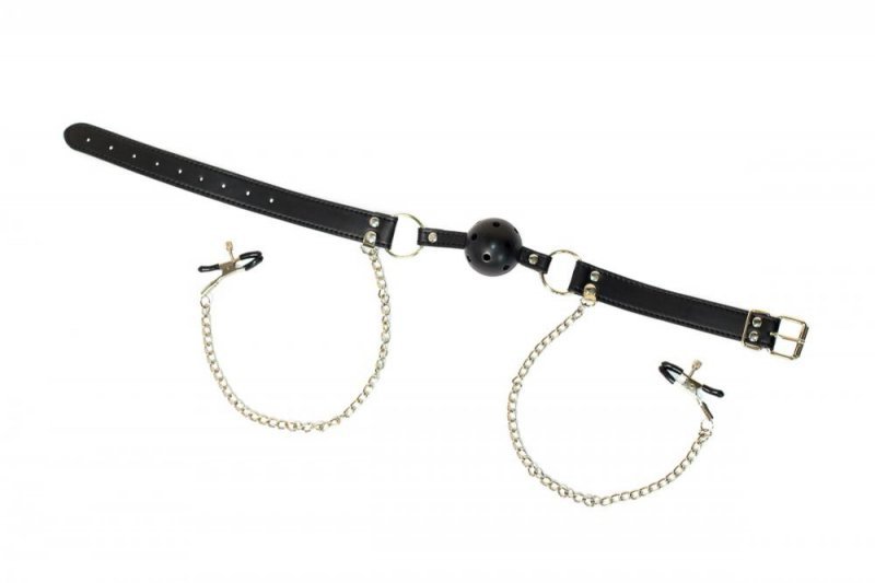 Ball gag with nipple clamps party hard gratitude