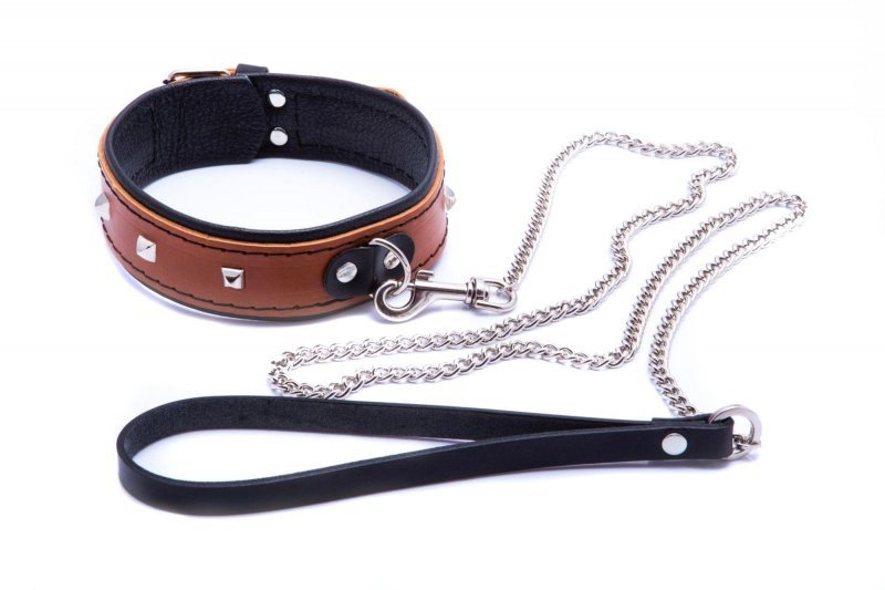 Whips sex obroża brązowa damska + smycz bdsm