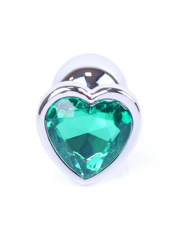 Korek analny z diamentem serce Jewellery Silver  Heart PLUG- Green