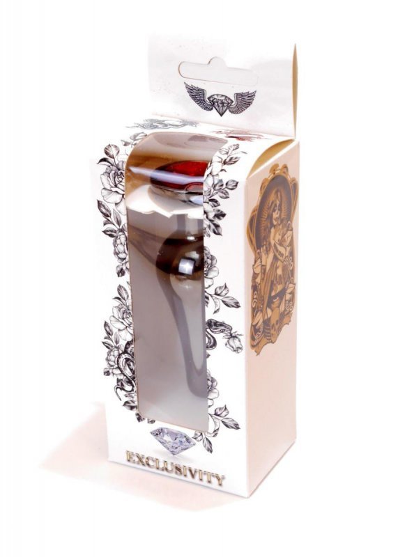 Korek analny z diamentem Jewellery Dark Silver BUTT PLUG- Red