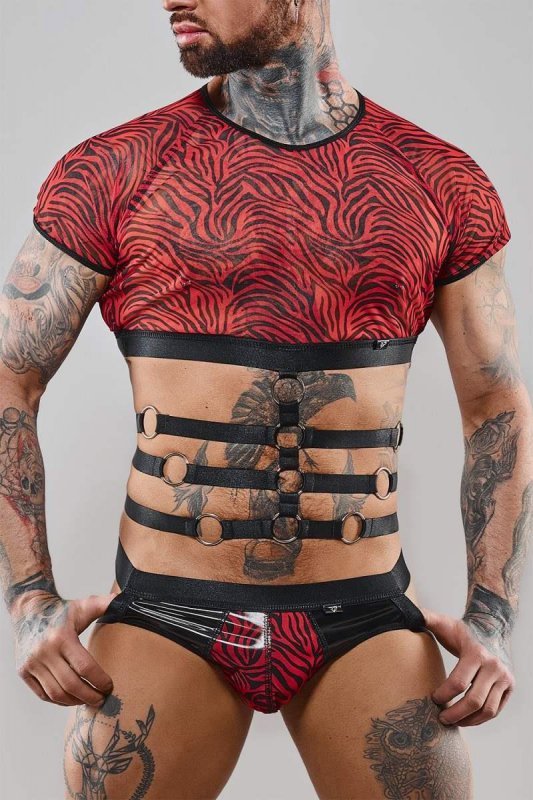 Męski krótki top chippendales z krótkimi rękawami - L