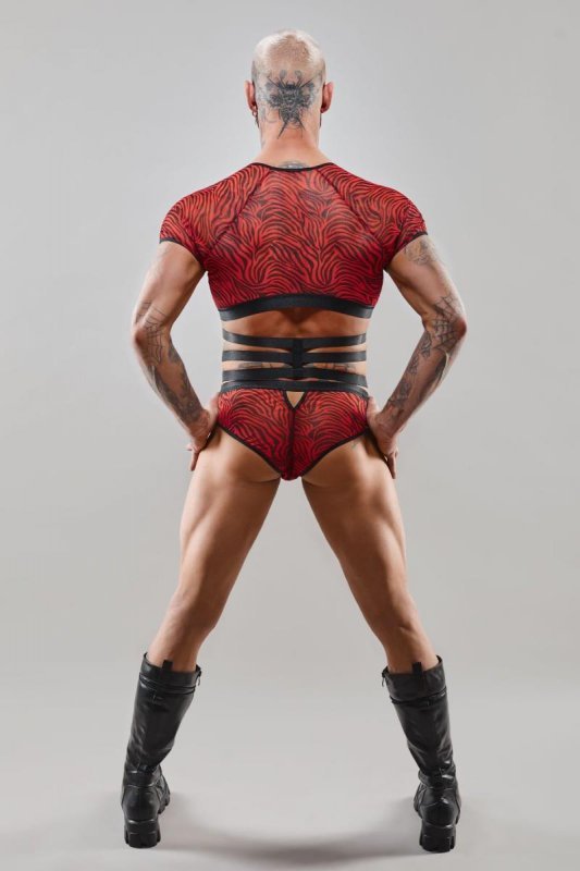Męski krótki top chippendales z krótkimi rękawami - XXL