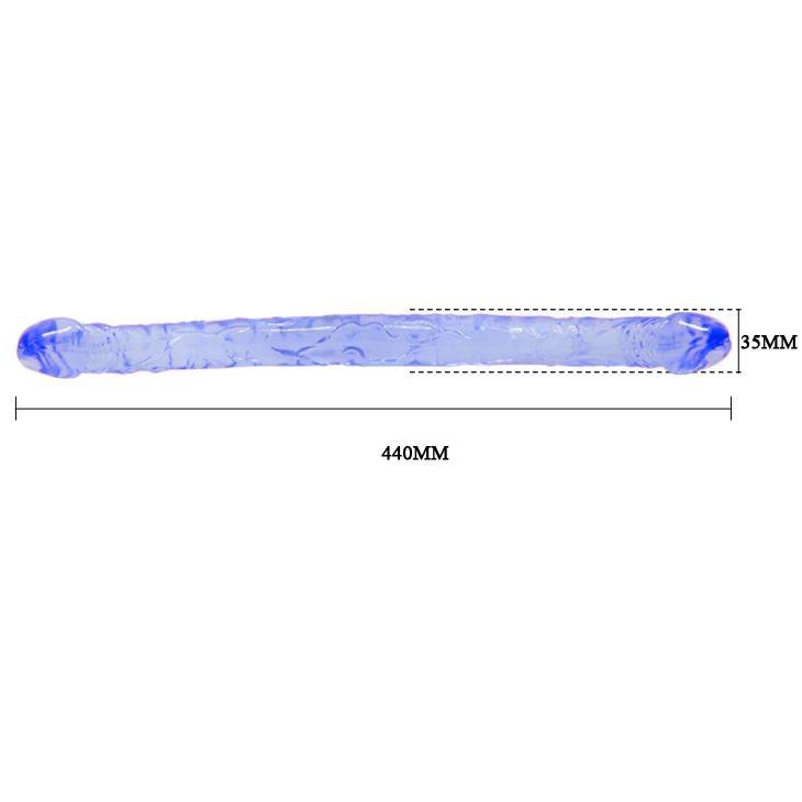 Podwójne elastyczne dildo xxl dla lesbijek niebieskie 45 cm
