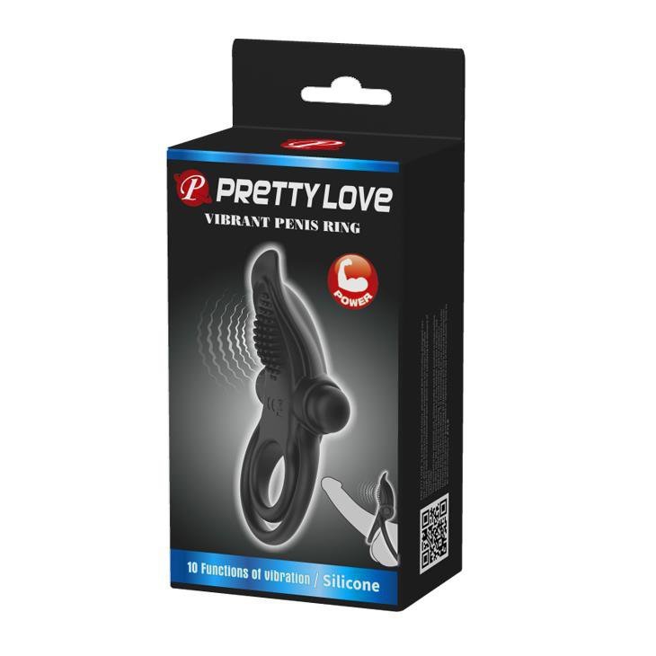 Wibrujący pierścień erekcyjny z masażerem Pretty Love Vibrant Penis Ring czarny