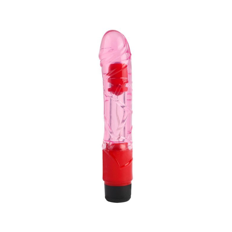 Przezroczysty wibrator z żyłami i główką różowy 22cm