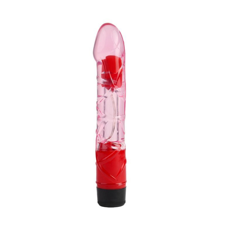 Przezroczysty wibrator z żyłami i główką różowy 23cm