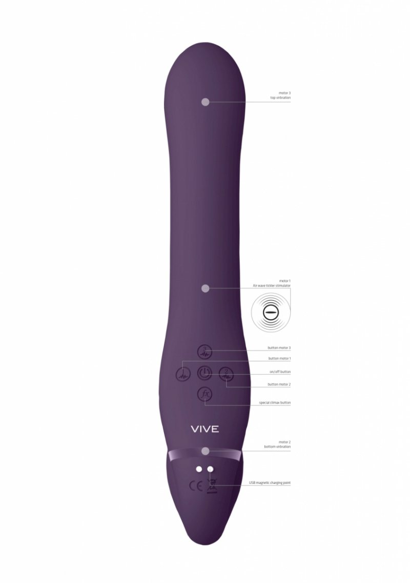 Ai - Dual Vibrating &amp; Air Wave Tickler Strapless Strapon