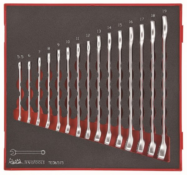 Zestaw 15 kluczy płasko-oczkowych Teng Tools TED6515