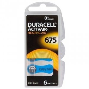 6 x baterie do aparatów słuchowych Duracell ActivAir 675