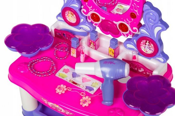 Zabawkową Toaletka dla dziewczynki z lustrem + 24 akcesoria