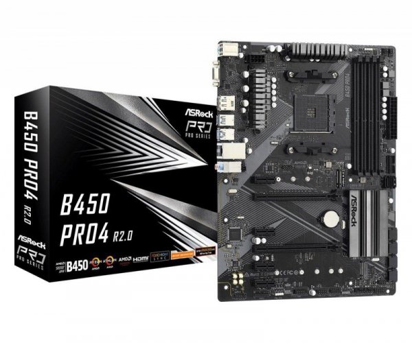 Płyta ASRock B450M Pro4 R2.0 /AMD B450/DDR4/SATA3/M.2/USB3.1/PCIe3.0/AM4/mATX