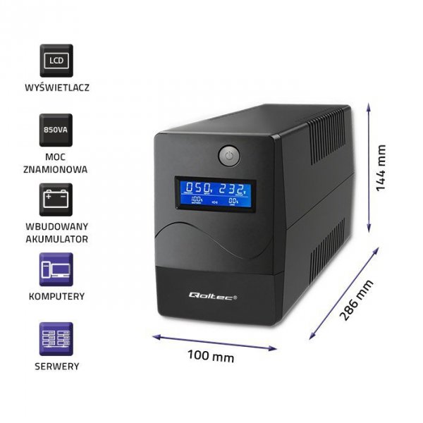 Zasilacz awaryjny UPS | Monolith | 850VA | 480W | LCD | USB |    RJ45