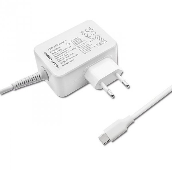 Zasilacz sieciowy 65W | 5-20.3V | 2-3.25A | USB typ C | PD |     Biały