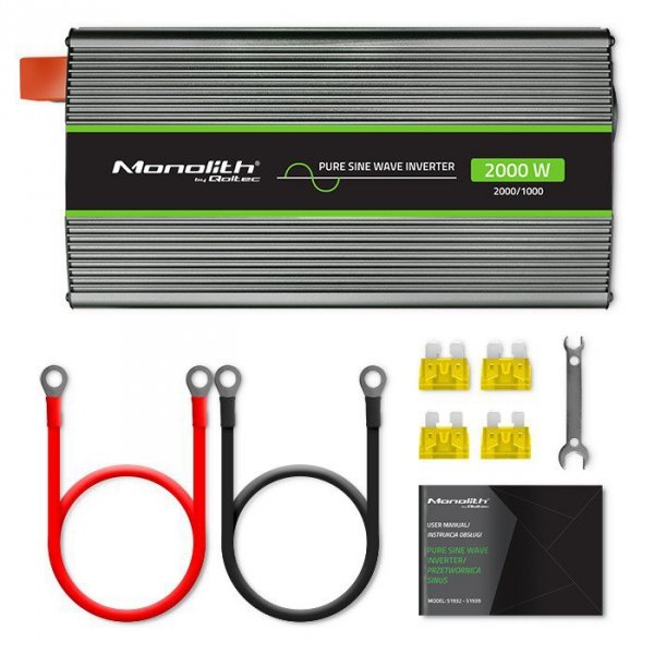 Przetwornica napięcia Monolith | 1000W | 2000W | 24V na 230V |   Czysty Sinus