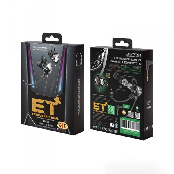 Słuchawki przewodowe gamingowe ET-Y30 ET Series -  jack 3.5mm Czarne