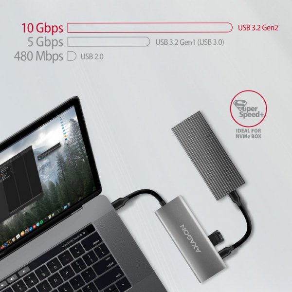 HMC-5G21 Wieloportowy hub USB 5in1, 10Gbps, 2x USB-A + 2x USB-C + HDMI 4K/30Hz, PD 60W, 13cm USB-C kabel