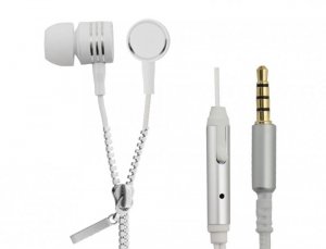 Słuchawki douszne ZIPPER z mikrofonem białe