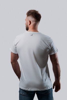 T-Shirt casual #BACHATERO minimal biały