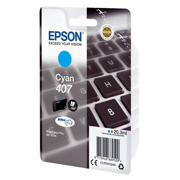 Epson oryginalny ink / tusz C13T07U240, 407L, cyan, 1900s, 20.3ml