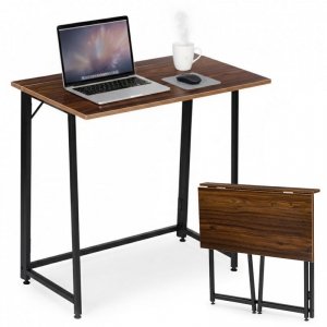 Biurko komputerowe składane 80x45 cm stolik pod laptopa loft ciemny orzech ModernHome