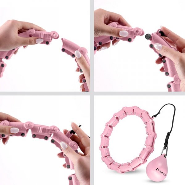 ZESTAW HULA HOP HHW02 LIGHT PINK Z WYPUSTKAMI I OBCIĄŻNIKIEM HMS + PAS BR163 RED