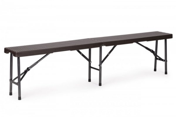 Zestaw cateringowy stół bankietowy 180 cm 2 ławki ratan brąz ModernHome