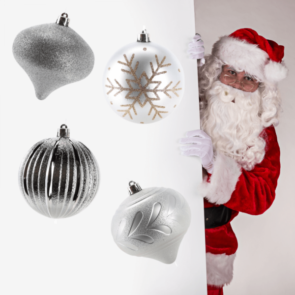 Bombki na choinkę 10cm kpl 4szt SREBRNE