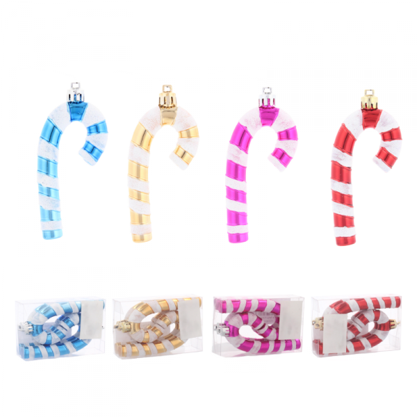 Komplet 4 Ozdób Choinkowych "CUKIERKOWA LASKA" 9cm w Kolorze Niebieskim