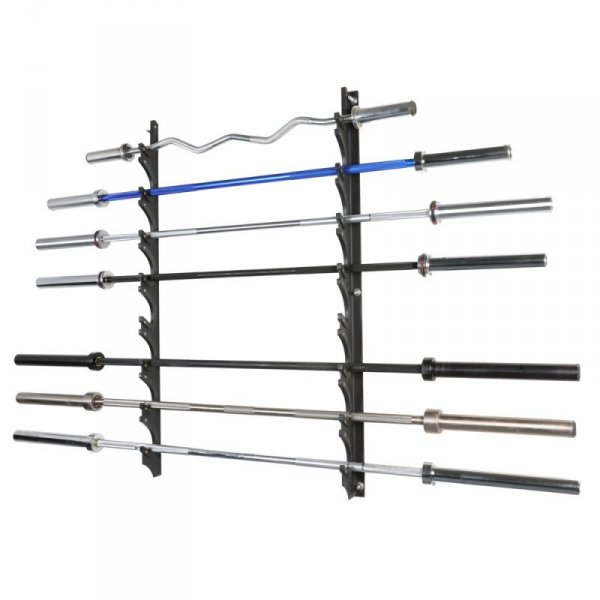 Uchwyt ścienny na gryfy inSPORTline Wabarak ∙ pojemność 8 sztang ∙ nośność 200 kg ∙ stal 5 mm