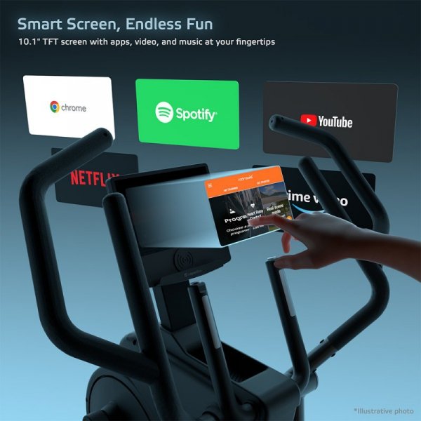 Profesjonalny orbitrek przednionapędowy inSPORTline ZenStride 1200 ∙ 16 poziomów oporu ∙ aplikacje Kinomap/Zwift ∙ ekran TFT 10,