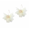 Kolczyki wiszące z kryształkami tiulowe białe kwiaty 10x8cm K1675B