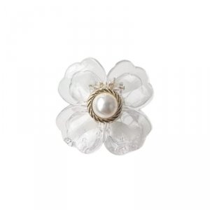 Spinka do włosów klamra XL kwiat transparentny złoty perła 6,5 x 6,5 cm SP271